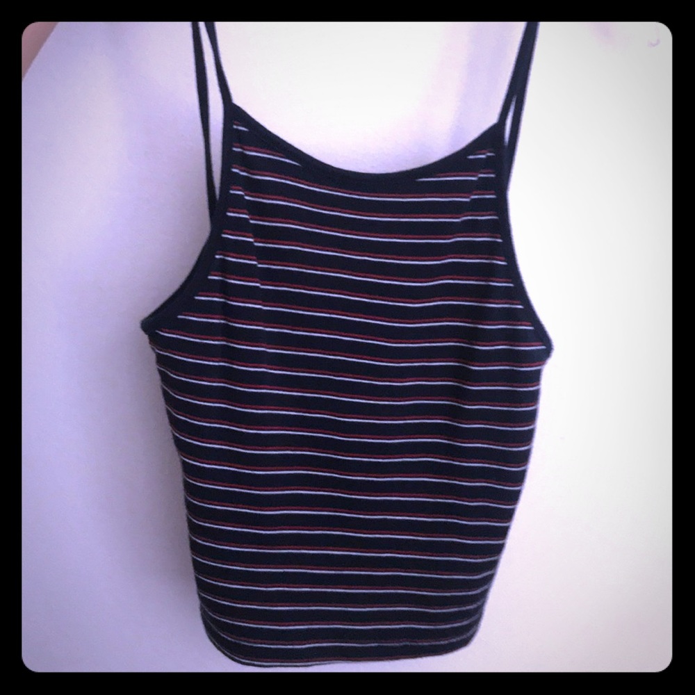 Cute cropped striped tank brandy Melville